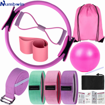 Numbwini kodune pilatesekomplekt, naiste pilateserõngas, joogapallikomplekt, vastupidavusrõngas fitness-piiriülese treeninguga