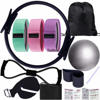 Numbwini kodune pilatesekomplekt, naiste pilateserõngas, joogapallikomplekt, vastupidavusrõngas fitness-piiriülese treeninguga