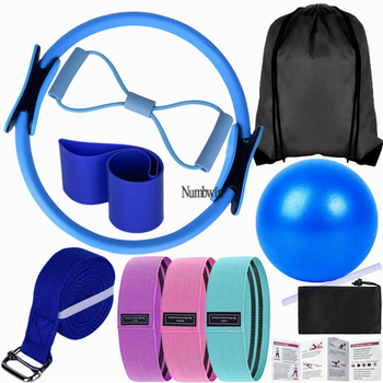 Numbwini kodune pilatesekomplekt, naiste pilateserõngas, joogapallikomplekt, vastupidavusrõngas fitness-piiriülese treeninguga