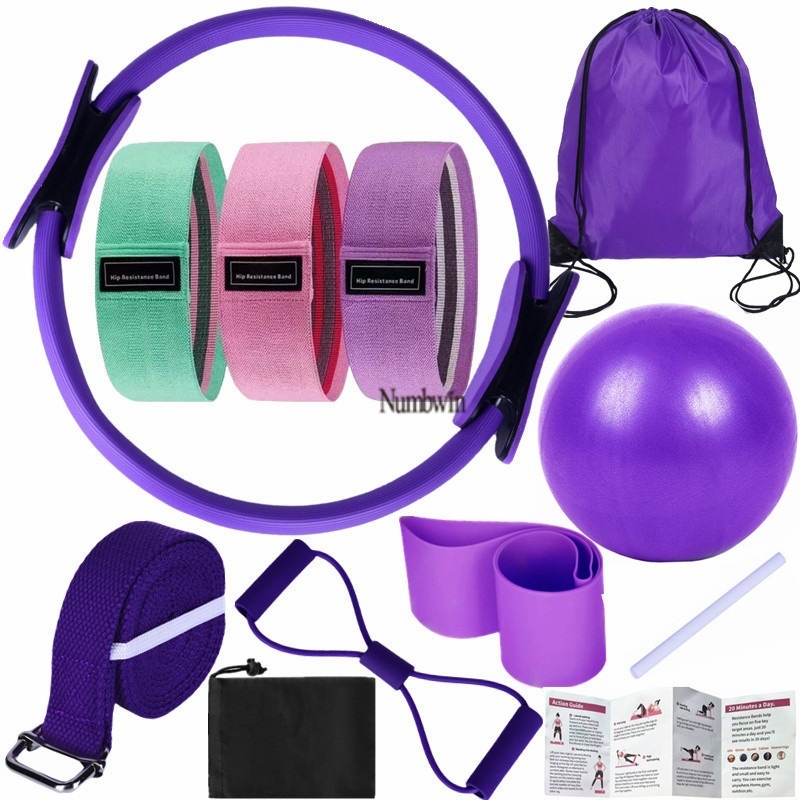 Numbwini kodune pilatesekomplekt, naiste pilateserõngas, joogapallikomplekt, vastupidavusrõngas fitness-piiriülese treeninguga