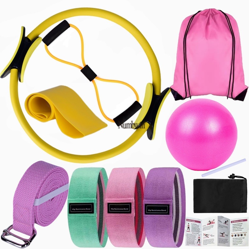 Numbwini kodune pilatesekomplekt, naiste pilateserõngas, joogapallikomplekt, vastupidavusrõngas fitness-piiriülese treeninguga
