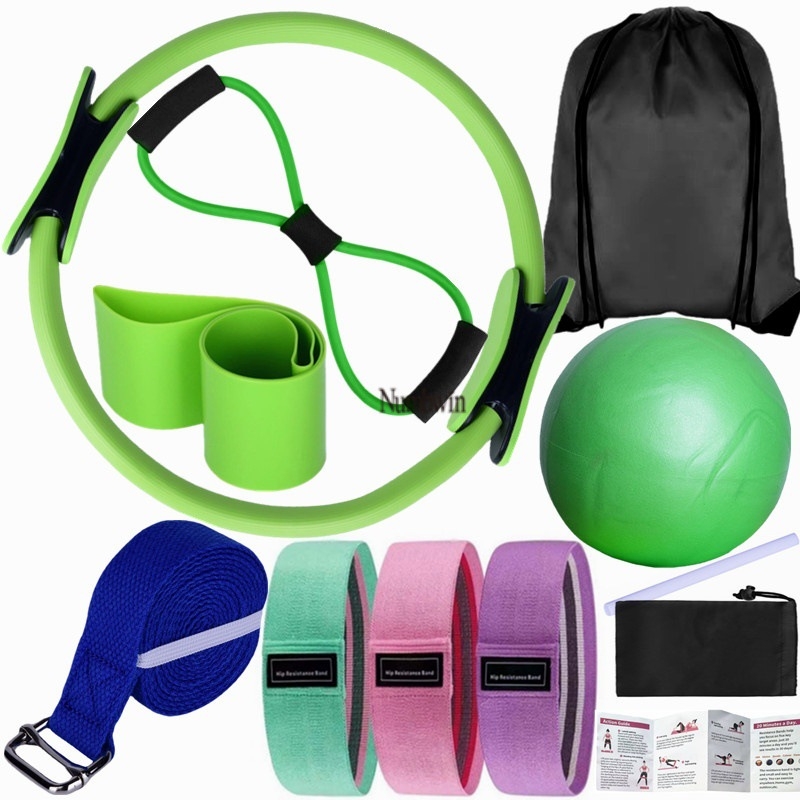 Numbwini kodune pilatesekomplekt, naiste pilateserõngas, joogapallikomplekt, vastupidavusrõngas fitness-piiriülese treeninguga