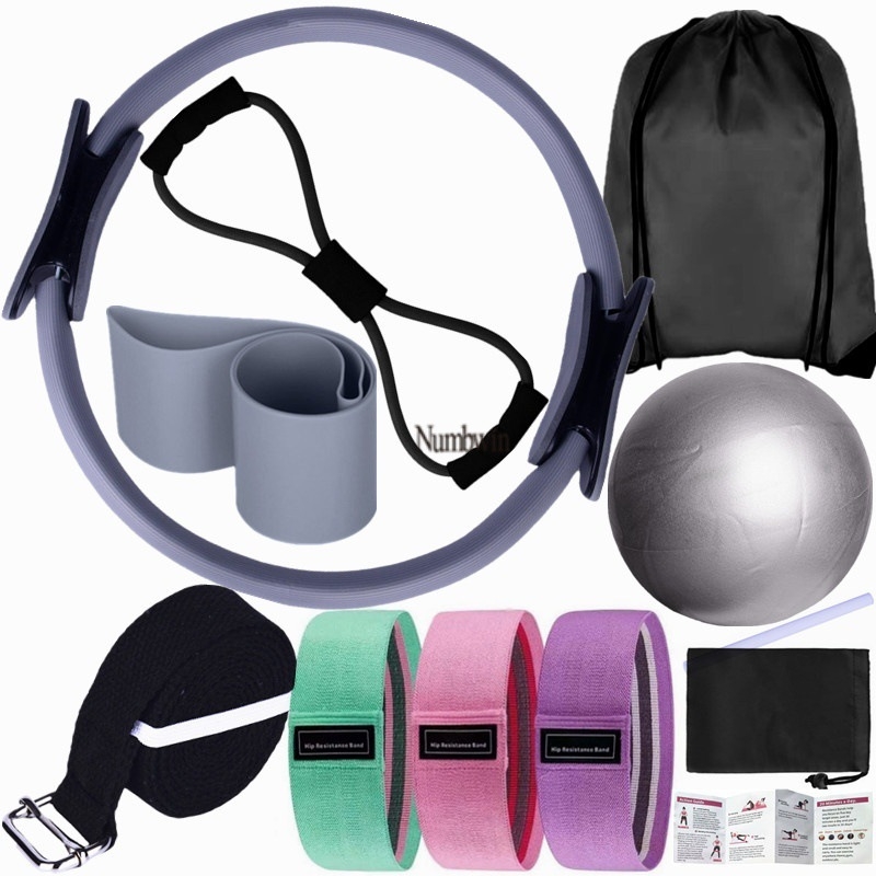 Numbwini kodune pilatesekomplekt, naiste pilateserõngas, joogapallikomplekt, vastupidavusrõngas fitness-piiriülese treeninguga