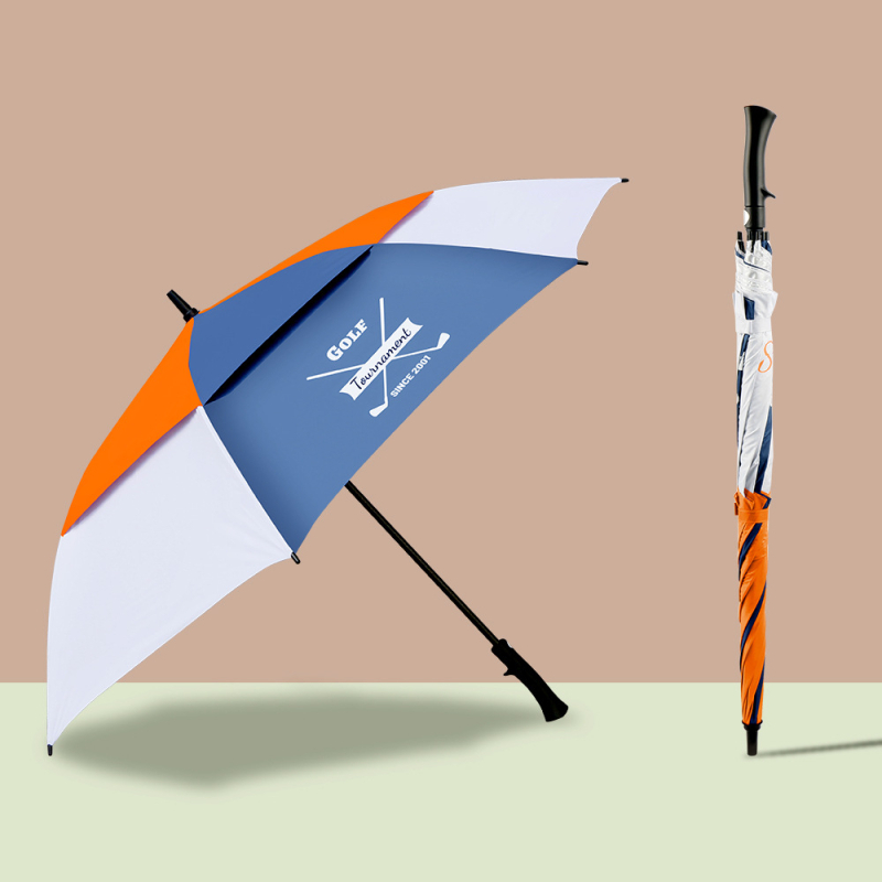Umbrelă de golf cu mâner lung, umbrelă de protecție solară, uz casnic, mare, în aer liber, automată, armată cu carbon, brazată, umbrelă osoasă, însorită și ploioasă