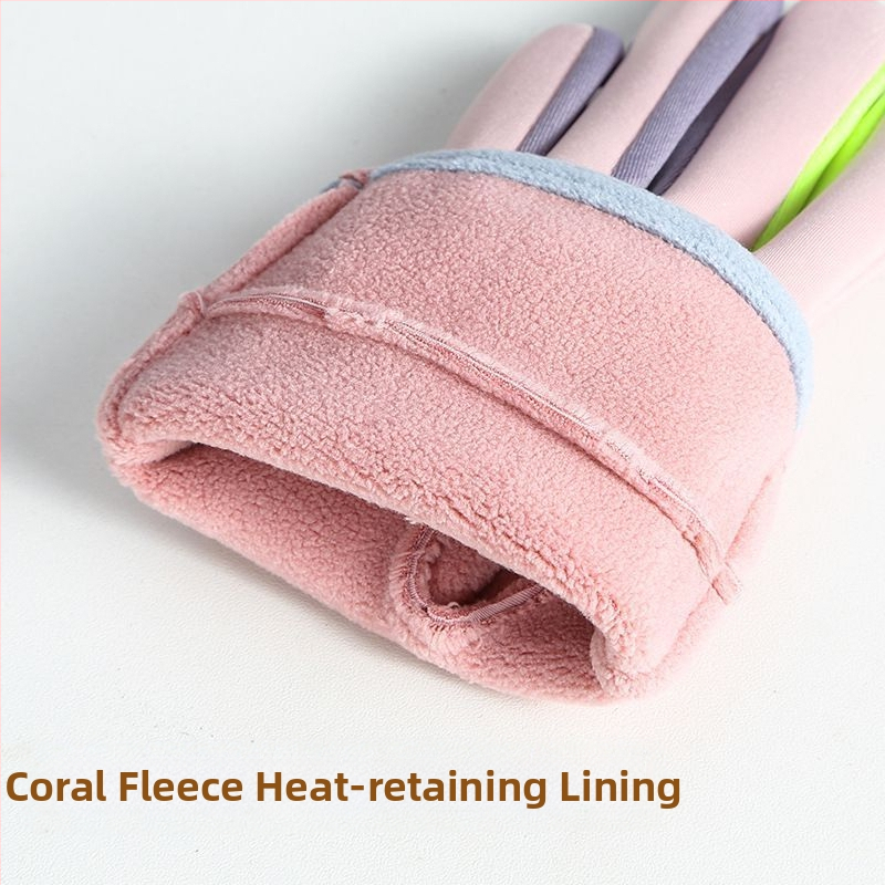 Детски топли ръкавици Little Dinosaur за есен и зима, удебелени и кадифени, за момчета и момичета, за колоездене на открито, ветроустойчиви, студоустойчиви и водоустойчиви