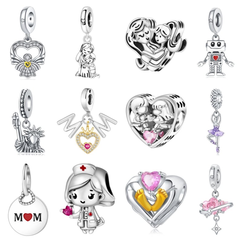 Dragoste mamă mamă și fiică asistentă medicală farmecul mărgele bijuterii DIY accesorii brățară cupru placat cu argint export stil fierbinte