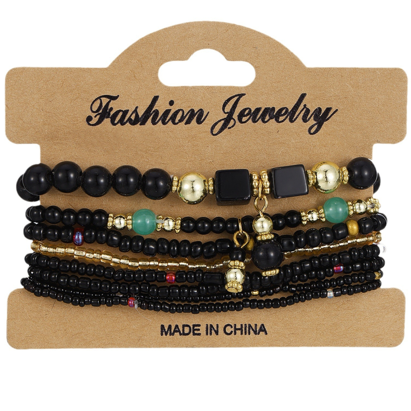 Pārrobežu sprādzienu bohēmiska etniskā stila modes rokassprādze, daudzslāņu rīsu pērlīšu sieviešu rotaslietas, ģeometriskas rīsu pērlīšu rokassprādze