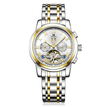 Ceas mecanic autentic [Weskay] cu volantă mare, impermeabil, pentru bărbați, de afaceri, cu explozii