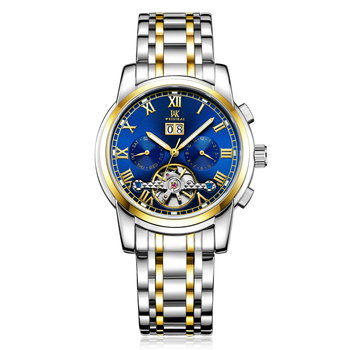 Autentisks [Weskay] liela spararata vīriešu pulkstenis, ūdensizturīgs biznesa vīriešu mehāniskais pulkstenis, automātiskie mehāniskie pulksteņa sprādzieni