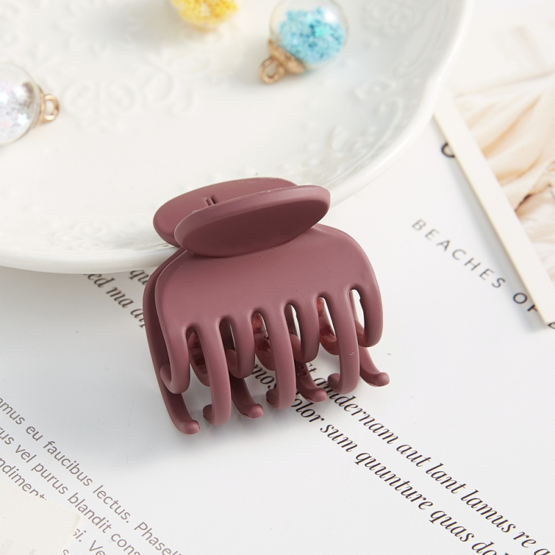 Aukštai surištų plaukų segtukas, dvigubo sluoksnio, dantukų laikiklis, raudonas galvos apdangalas, mažo dydžio, ryklio segtukas, plaukų segtukas