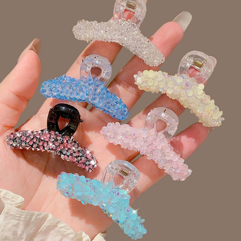 Xiyin Εκρηκτικό Κορεάτικο Στυλ Rhinestone Letter Grab Clip Μικρό Μέγεθος Υψηλής Ποιότητας Κλιπ Καρχαρία για Πίσω Κεφαλή Φουρκέτα για Γυναίκες