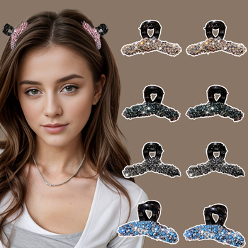 Xiyin Εκρηκτικό Κορεάτικο Στυλ Rhinestone Letter Grab Clip Μικρό Μέγεθος Υψηλής Ποιότητας Κλιπ Καρχαρία για Πίσω Κεφαλή Φουρκέτα για Γυναίκες