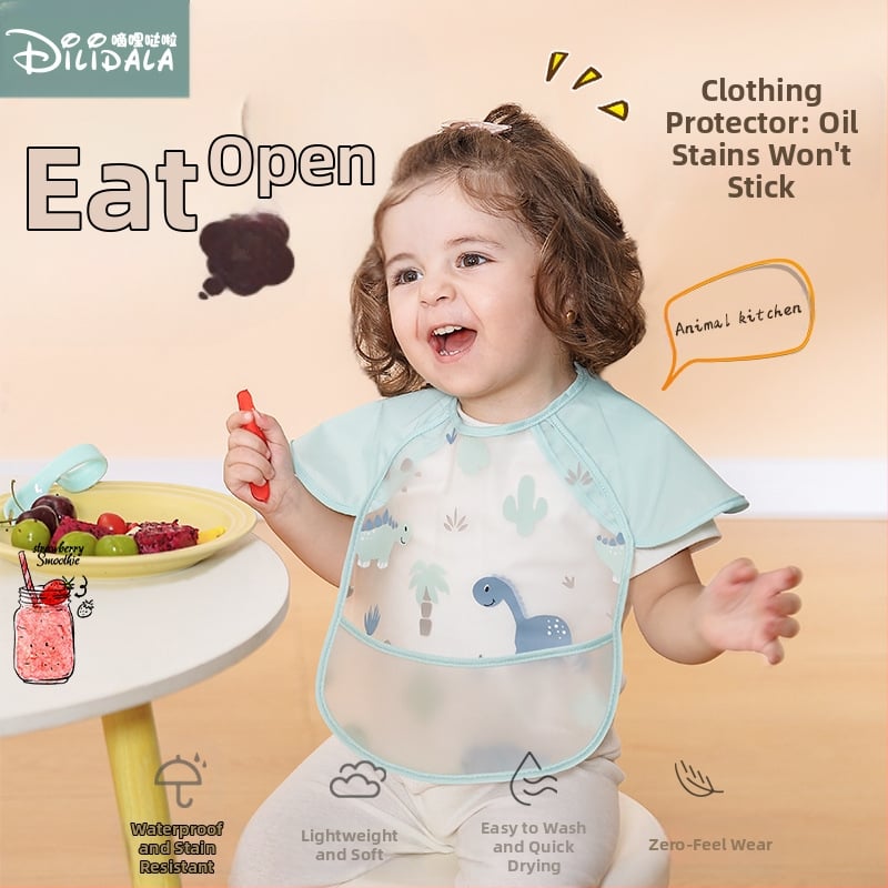 Μωρό ρόμπα για φαγητό, αδιάβροχη σαλιάρα, τσέπη για μωρά με ρύζι, αντι-λερωτικό καλοκαιρινό συμπλήρωμα διατροφής, αντίστροφη σάλτσα για λεπτά κορίτσια, φθινόπωρο και χειμώνας