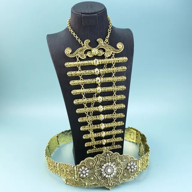 Vene kaukaasia etnilise naiste vöö pulmapühade rüü kostüümi kaunistuseks keha vöökoha pitseri ehtekomplekt