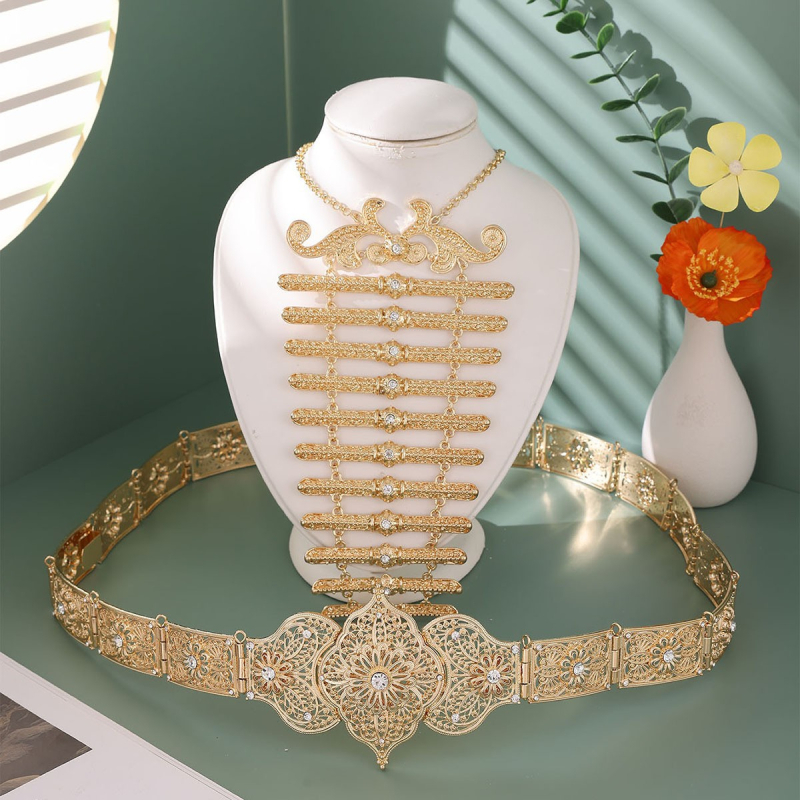 Vene kaukaasia etnilise naiste vöö pulmapühade rüü kostüümi kaunistuseks keha vöökoha pitseri ehtekomplekt