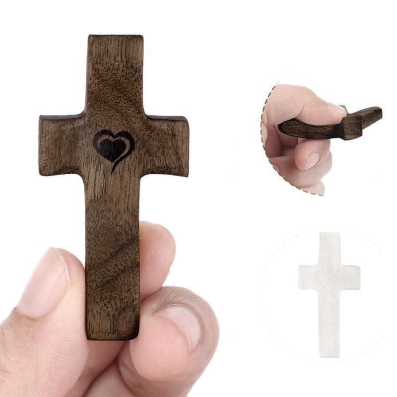 Täpiline pähklipuust rist rist mu südamesse Julgustuskingitus käeshoitav puidust kingitus