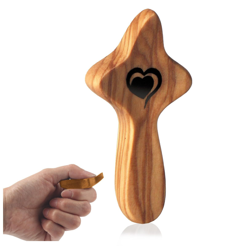 Täpiline pähklipuust rist rist mu südamesse Julgustuskingitus käeshoitav puidust kingitus