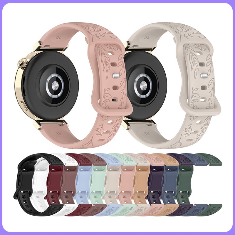 Pogodno za Huawei Gt5 sat 18/20/22 mm silikonski remen, modni sat s kopčom leptira i uzorkom suncokreta