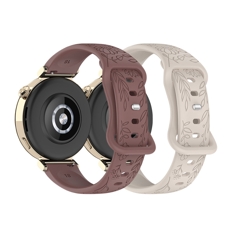 Pogodno za Huawei Gt5 sat 18/20/22 mm silikonski remen, modni sat s kopčom leptira i uzorkom suncokreta