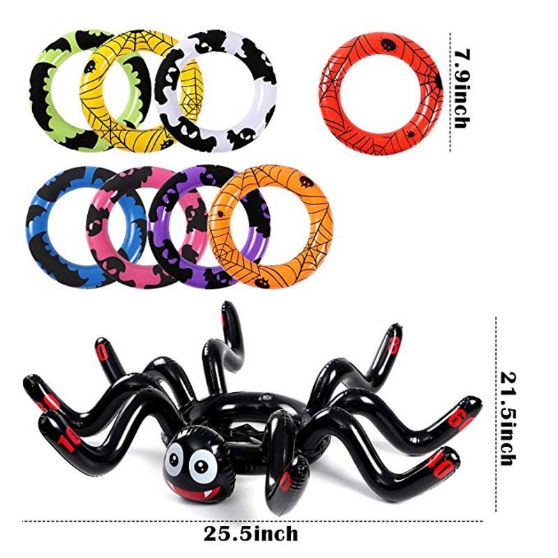 Helovino pripučiamų vorų žaislų rekvizitai, vorų raganos vaiduoklio kepurės mėtymo žiedas, pripučiamas voras, kryžminis kraštas