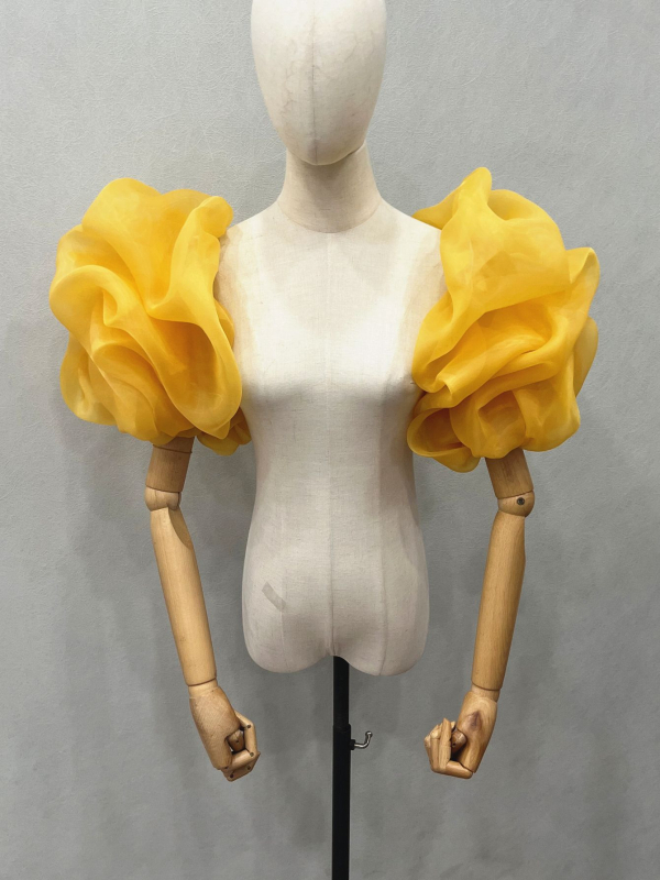 Pruudi pulmakleit organza käevarrukaga laternavarrukaga daamide kleidi aksessuaarid väliskaubanduse hulgimüük V46