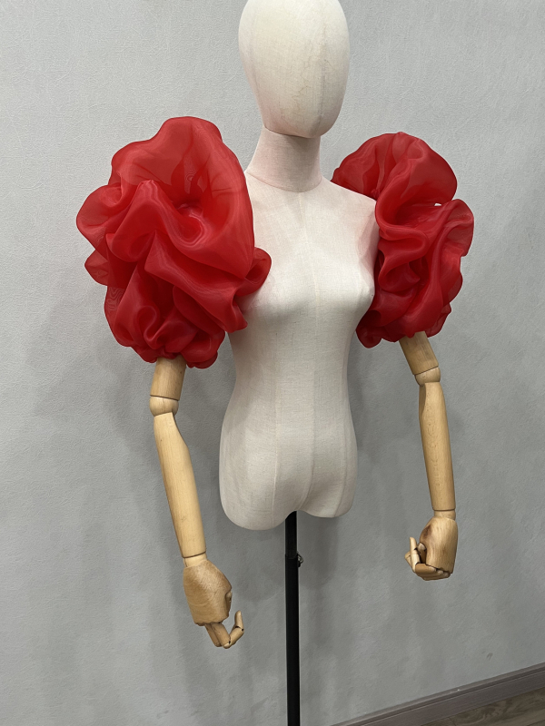 Pruudi pulmakleit organza käevarrukaga laternavarrukaga daamide kleidi aksessuaarid väliskaubanduse hulgimüük V46