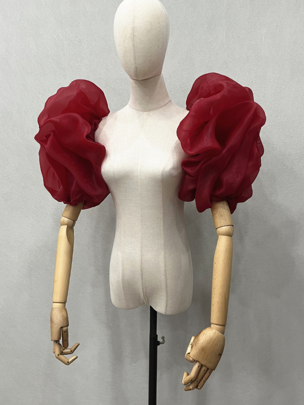 Pruudi pulmakleit organza käevarrukaga laternavarrukaga daamide kleidi aksessuaarid väliskaubanduse hulgimüük V46