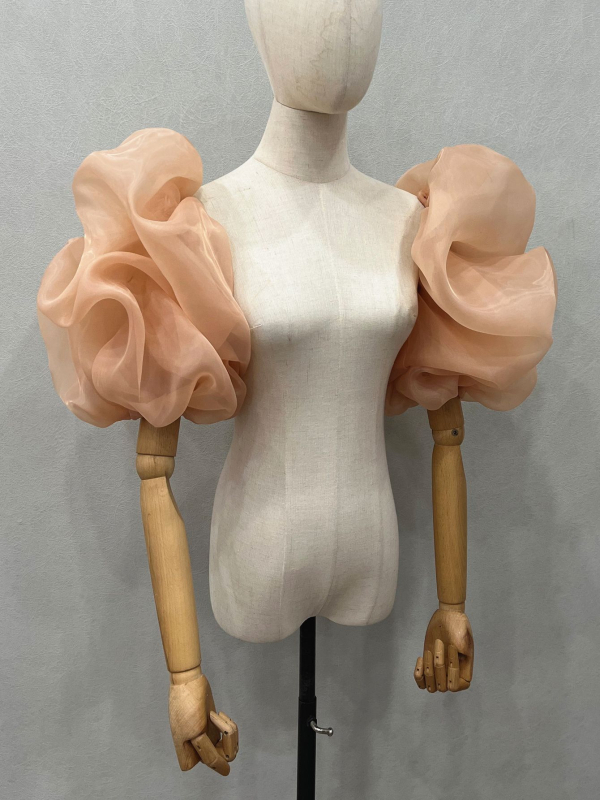 Pruudi pulmakleit organza käevarrukaga laternavarrukaga daamide kleidi aksessuaarid väliskaubanduse hulgimüük V46