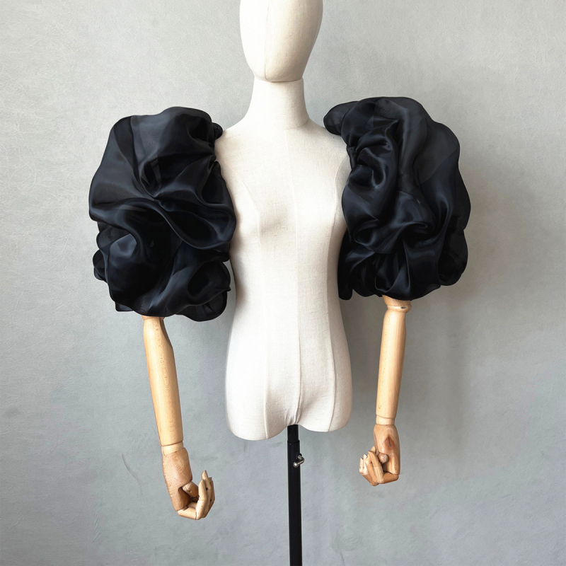 Pruudi pulmakleit organza käevarrukaga laternavarrukaga daamide kleidi aksessuaarid väliskaubanduse hulgimüük V46