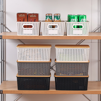 Amazon kockás rattan bambusz fedéllel ellátott tárolódoboz egyszerű konyhai asztali tárolódoboz gyári nagykereskedelem