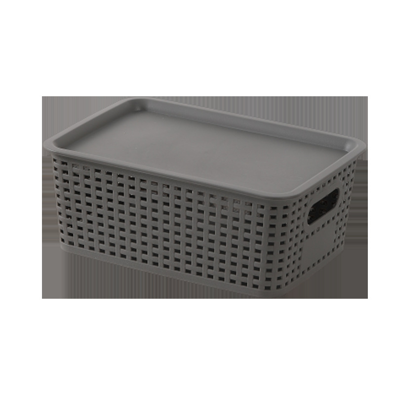 Amazon kockás rattan bambusz fedéllel ellátott tárolódoboz egyszerű konyhai asztali tárolódoboz gyári nagykereskedelem