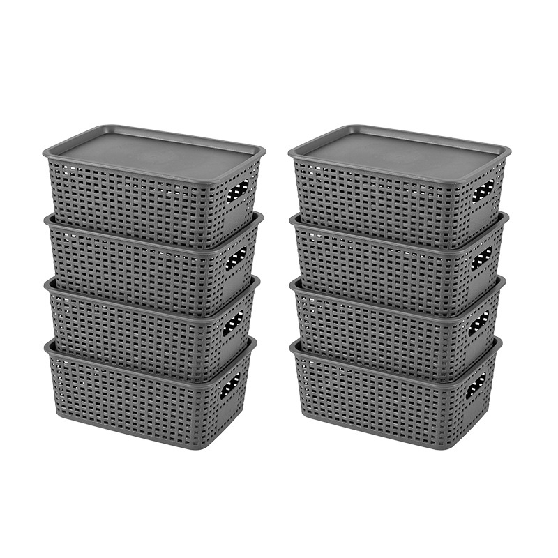 Amazon kockás rattan bambusz fedéllel ellátott tárolódoboz egyszerű konyhai asztali tárolódoboz gyári nagykereskedelem