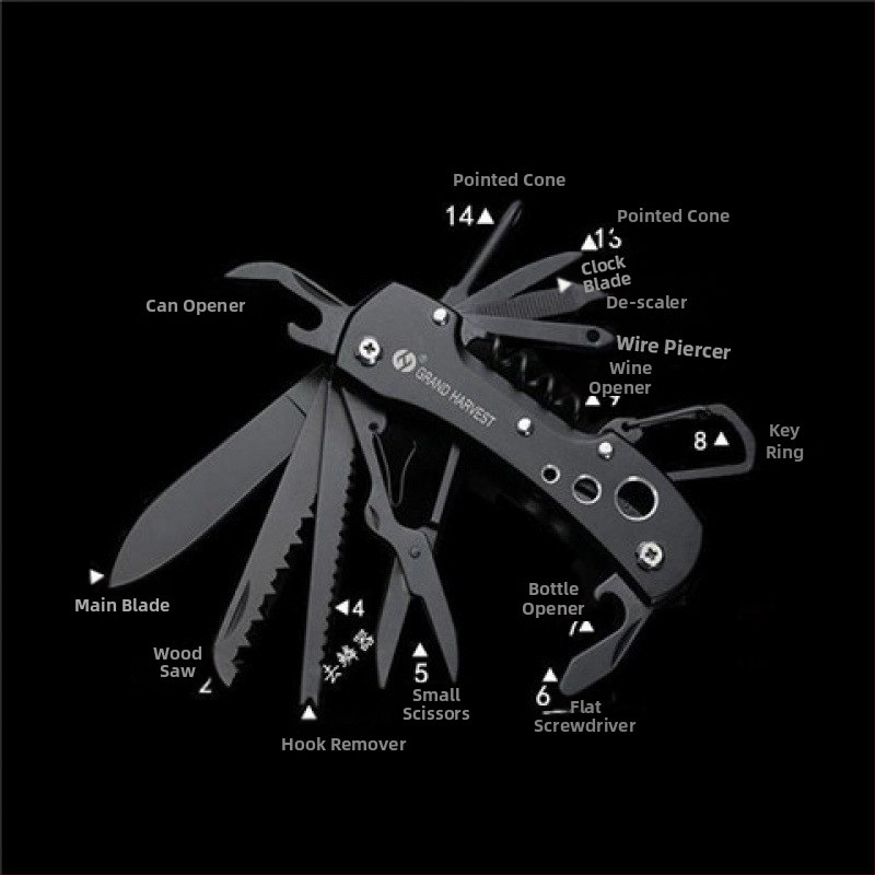 Didmeninis šveicariškas daugiafunkcis peilis lauko stovyklavimui, aštrus sulankstomas vaisių peilis, nešiojamas savigynos derinys