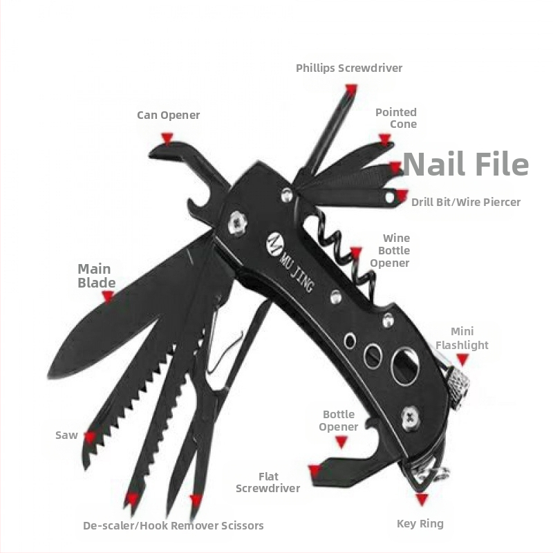 Didmeninis šveicariškas daugiafunkcis peilis lauko stovyklavimui, aštrus sulankstomas vaisių peilis, nešiojamas savigynos derinys