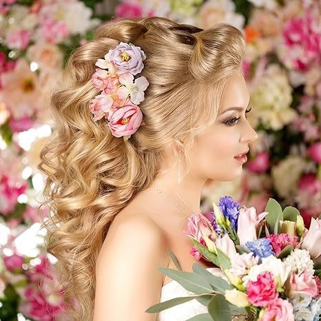 Simuliacinis gėlių segtukų kostiumas Gražūs moteriški plaukų aksesuarai Bohemiška nuotaka Gėlių mergaitė Princesė Vestuviniai galvos apdangalai