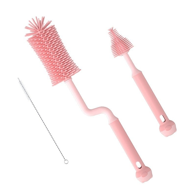 Silikoninis buteliukų šepetėlis kūdikių čiulptukų šepetėlis šiaudelių šepetėlis besisukantis buteliukų plovimo šepetėlis skalavimo šepetėlis valymo šepetėlių rinkinys