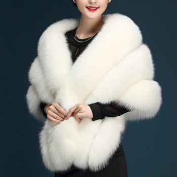 Mink Skin Happy Mom Winter Bride Rókaszőrme Kendő Esküvői Ruha Cape Dress Cheongsam Szőrme Cape Outwear Fehér Női