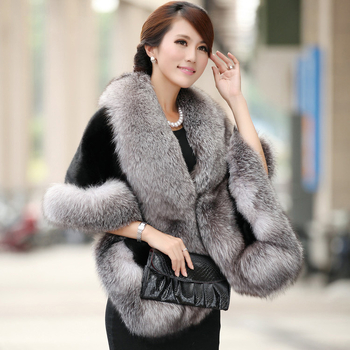 Mink Skin Happy Mom Winter Bride Rókaszőrme Kendő Esküvői Ruha Cape Dress Cheongsam Szőrme Cape Outwear Fehér Női