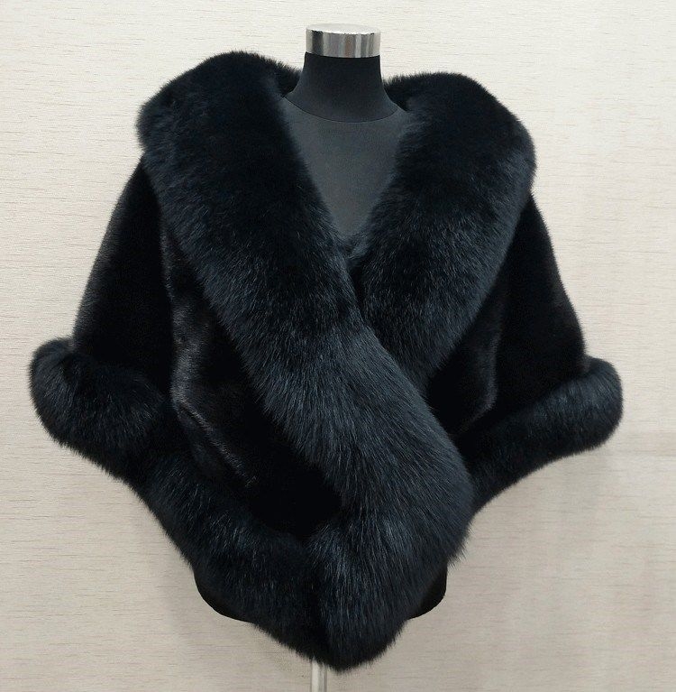 Mink Skin Happy Mom Winter Bride Rókaszőrme Kendő Esküvői Ruha Cape Dress Cheongsam Szőrme Cape Outwear Fehér Női