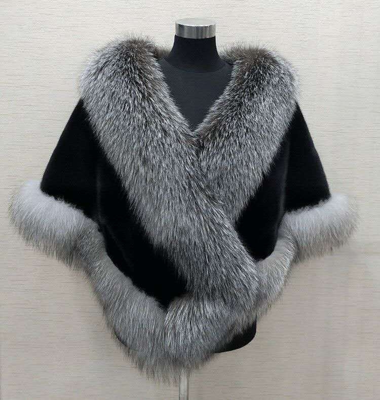 Mink Skin Happy Mom Winter Bride Rókaszőrme Kendő Esküvői Ruha Cape Dress Cheongsam Szőrme Cape Outwear Fehér Női