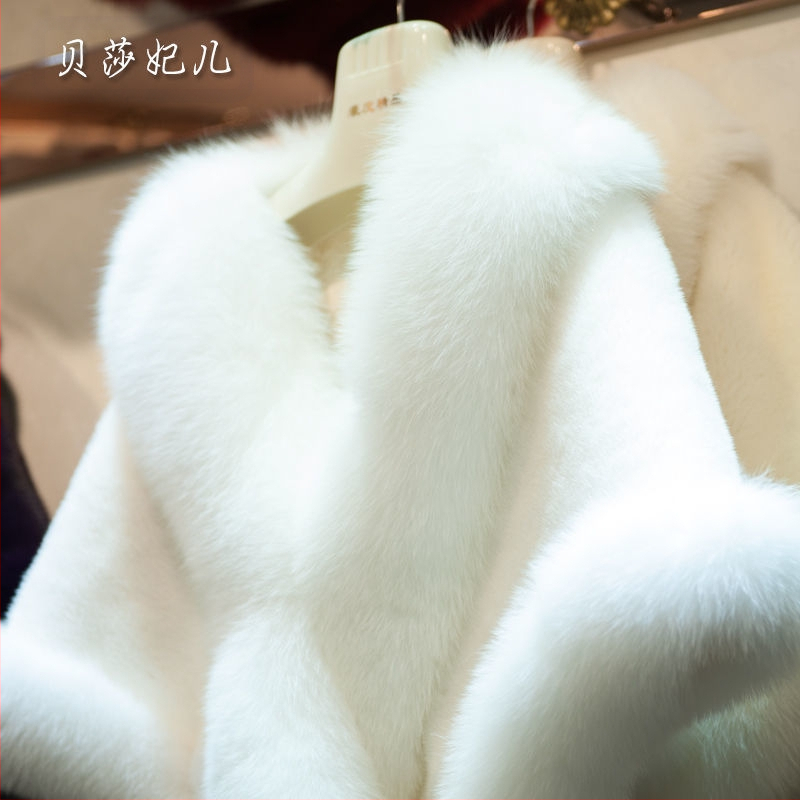 Mink Skin Happy Mom Winter Bride Rókaszőrme Kendő Esküvői Ruha Cape Dress Cheongsam Szőrme Cape Outwear Fehér Női
