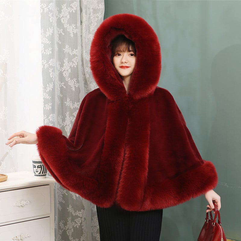 Mink Skin Happy Mom Winter Bride Rókaszőrme Kendő Esküvői Ruha Cape Dress Cheongsam Szőrme Cape Outwear Fehér Női