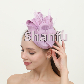 Amazon Cross Border Νυφικά Καπέλα Κορδέλα Μαλλιών Απομίμηση Λινού Υλικού Μπαλαρίνας για Πάρτι Jockey Club Vintage Αξεσουάρ Μαλλιών με Φτερά