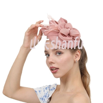 Amazon Cross Border Νυφικά Καπέλα Κορδέλα Μαλλιών Απομίμηση Λινού Υλικού Μπαλαρίνας για Πάρτι Jockey Club Vintage Αξεσουάρ Μαλλιών με Φτερά