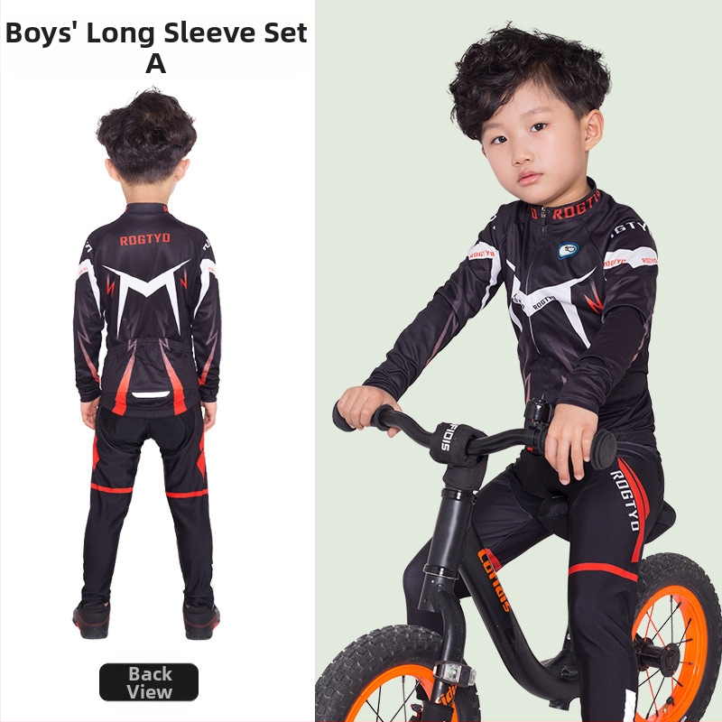 Tavaszi, nyári és őszi gyermek hosszú ujjú kerékpáros mezek, futóbiciklik, kerékpáros felszerelések, görkorcsolya felsők, nadrágok és stoplik