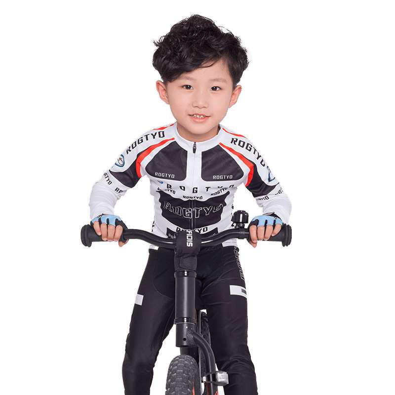 Tavaszi, nyári és őszi gyermek hosszú ujjú kerékpáros mezek, futóbiciklik, kerékpáros felszerelések, görkorcsolya felsők, nadrágok és stoplik