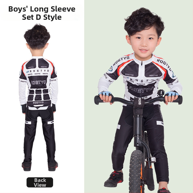 Tavaszi, nyári és őszi gyermek hosszú ujjú kerékpáros mezek, futóbiciklik, kerékpáros felszerelések, görkorcsolya felsők, nadrágok és stoplik