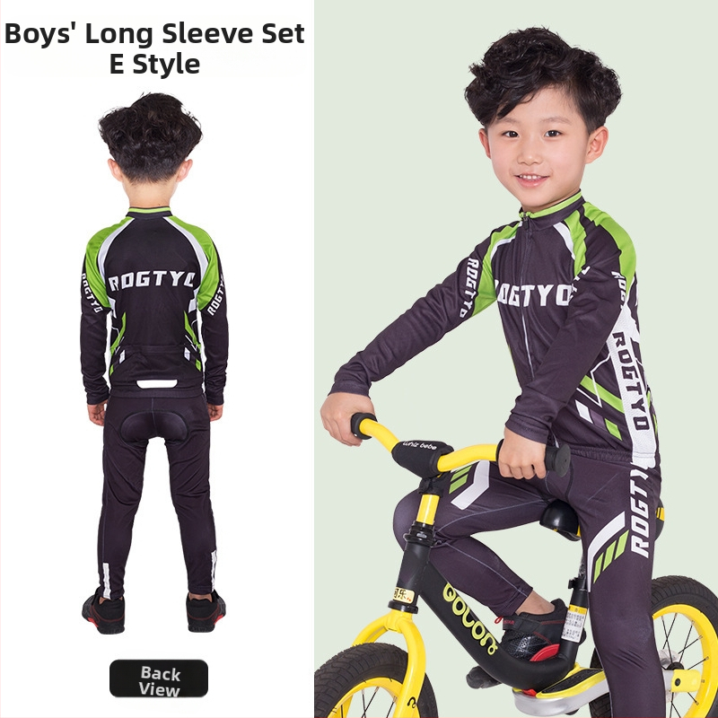 Tavaszi, nyári és őszi gyermek hosszú ujjú kerékpáros mezek, futóbiciklik, kerékpáros felszerelések, görkorcsolya felsők, nadrágok és stoplik