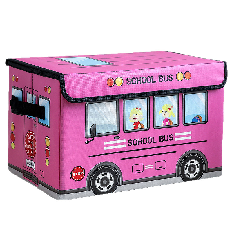 Cutie de depozitare pentru organizarea jucăriilor pentru copii, cutie pliabilă din material nețesut, cutie de depozitare cu autobuz cu desene animate