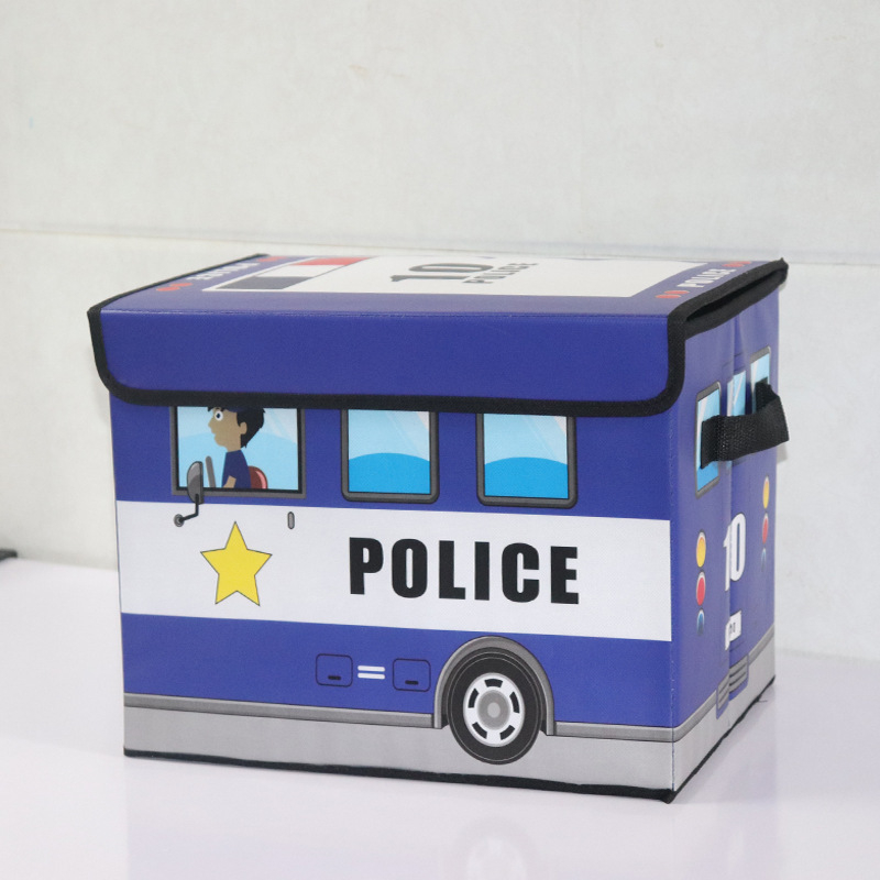 Cutie de depozitare pentru organizarea jucăriilor pentru copii, cutie pliabilă din material nețesut, cutie de depozitare cu autobuz cu desene animate